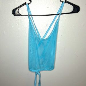 Baby Blue See-though Crop Top